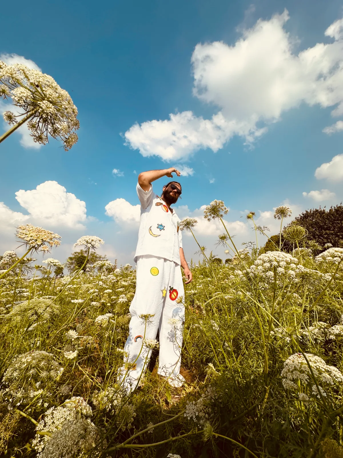 Motif Short Sleeve Crochet Shirt and trouser