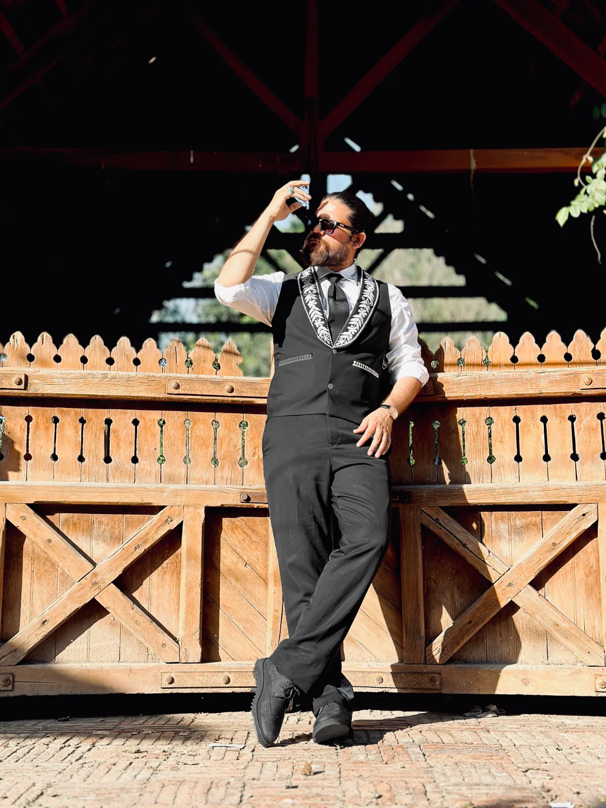 Black Embroidered Waistcoat 2