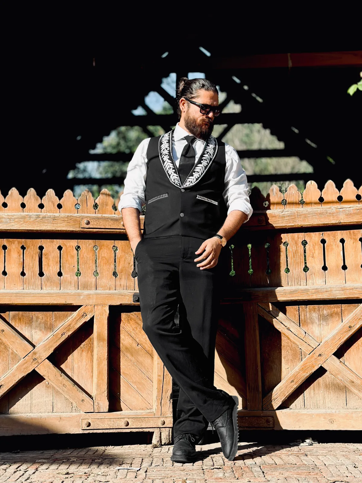 Black Embroidered Waistcoat 3