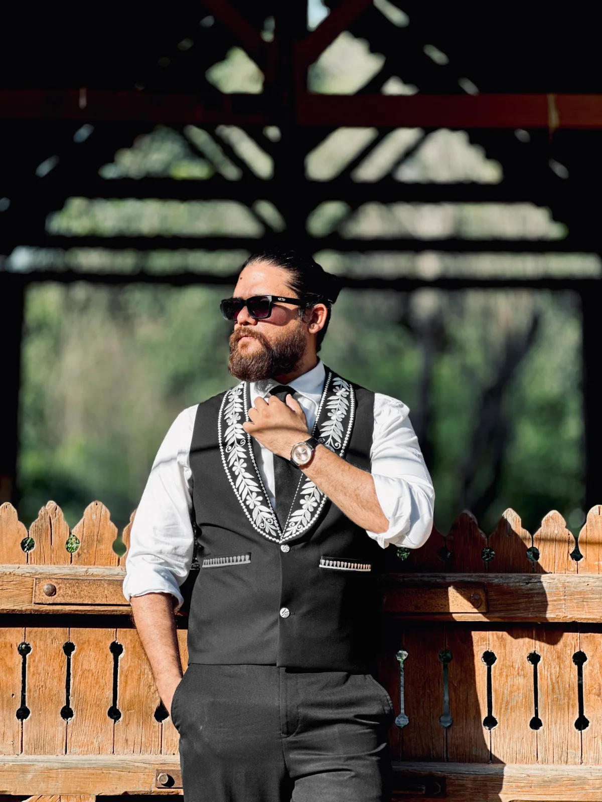 Black Embroidered Waistcoat